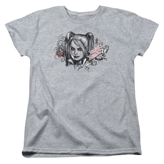 Batman Arkham Knight Hq Sketch Womens T Shirt Athletic Heather Officially Licensed