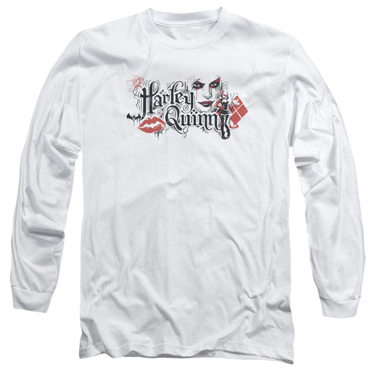 Batman Arkham Knight Lips Mens Long Sleeve Shirt White Officially Licensed