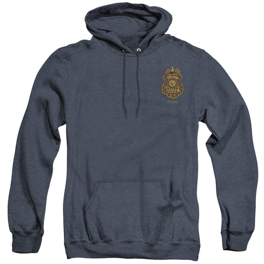 Batman Arkham Knight Gotham Badge Heather Mens Hoodie Navy Blue Officially Licensed