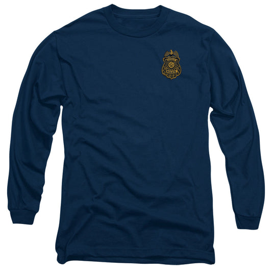 Batman Arkham Knight Gotham Badge Mens Long Sleeve Shirt Navy Officially Licensed