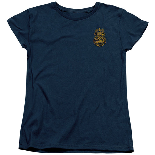 Batman Arkham Knight Gotham Badge Womens T Shirt Navy Blue Officially Licensed