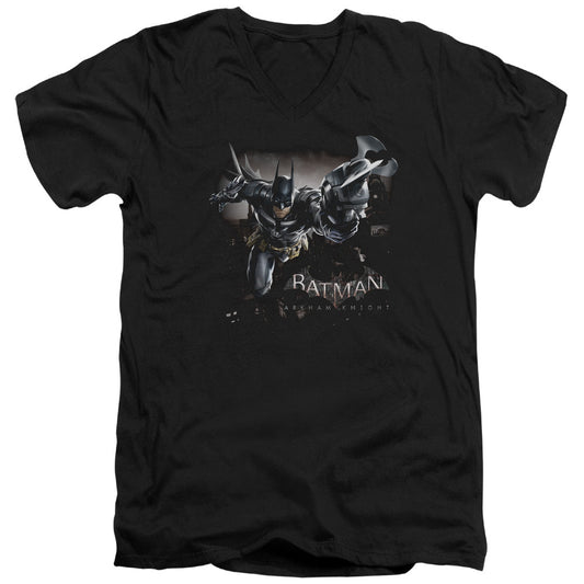 Batman Arkham Knight Grapple Mens Slim Fit V Neck T Shirt Black Officially Licensed