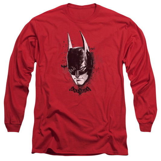 Batman Arkham Knight Ak Head Mens Long Sleeve Shirt Red Officially Licensed