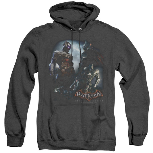 Batman Arkham Knight Face Off Heather Mens Hoodie Black Officially Licensed
