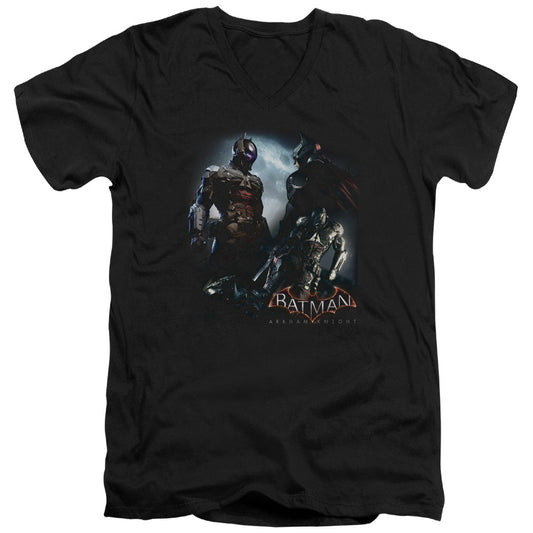 Batman Arkham Knight Face Off Mens Slim Fit V Neck T Shirt Black Officially Licensed