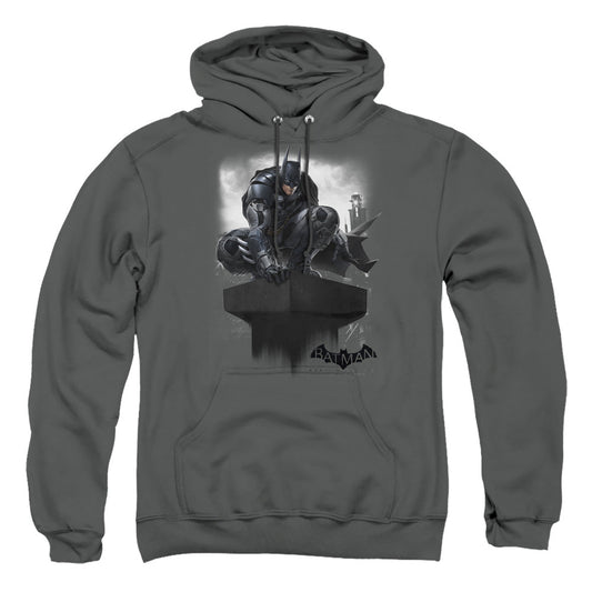 Batman Arkham Knight Perched Mens Hoodie Charcoal Officially Licensed