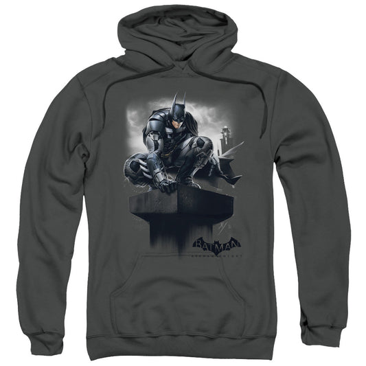 Batman Arkham Knight Perched Mens Hoodie Charcoal Officially Licensed