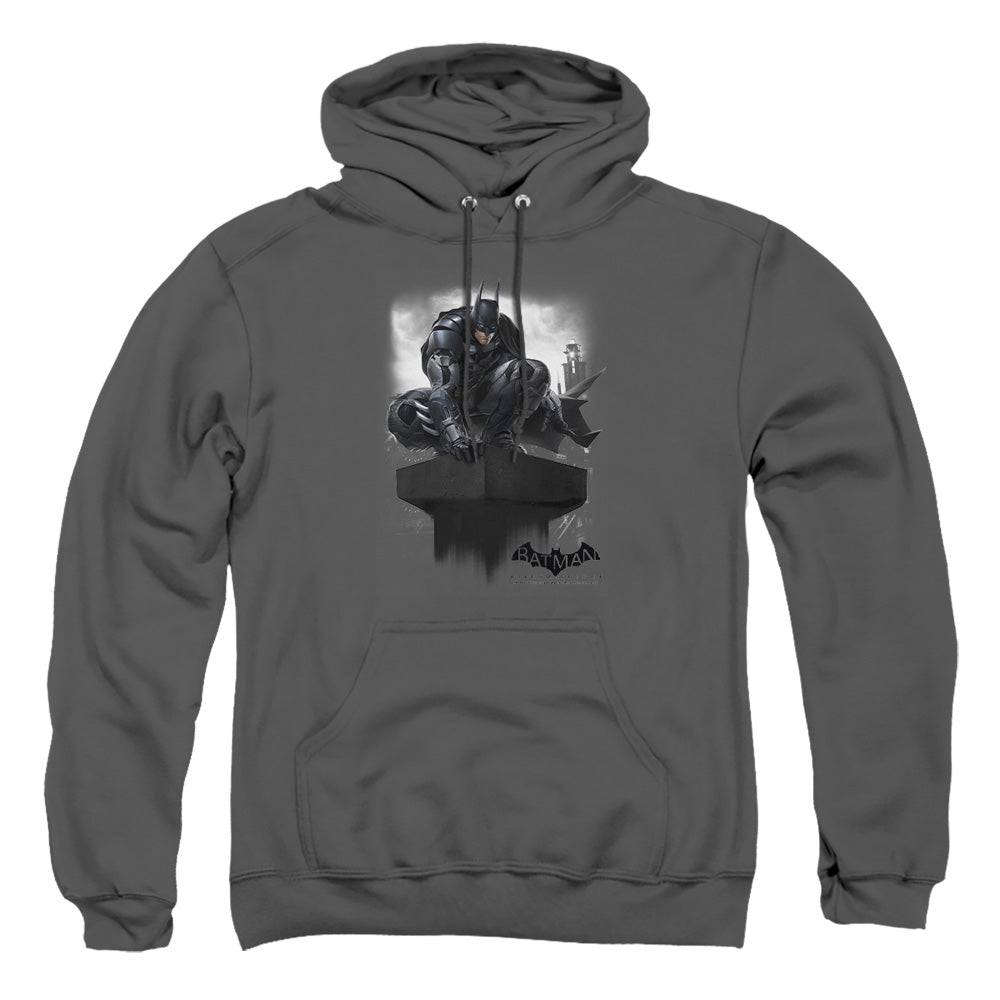 Batman Arkham Knight Perched Mens Hoodie Charcoal Officially Licensed