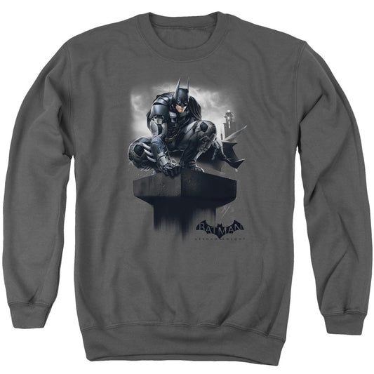 Batman Arkham Knight Perched Mens Crewneck Sweatshirt Charcoal Officially Licensed