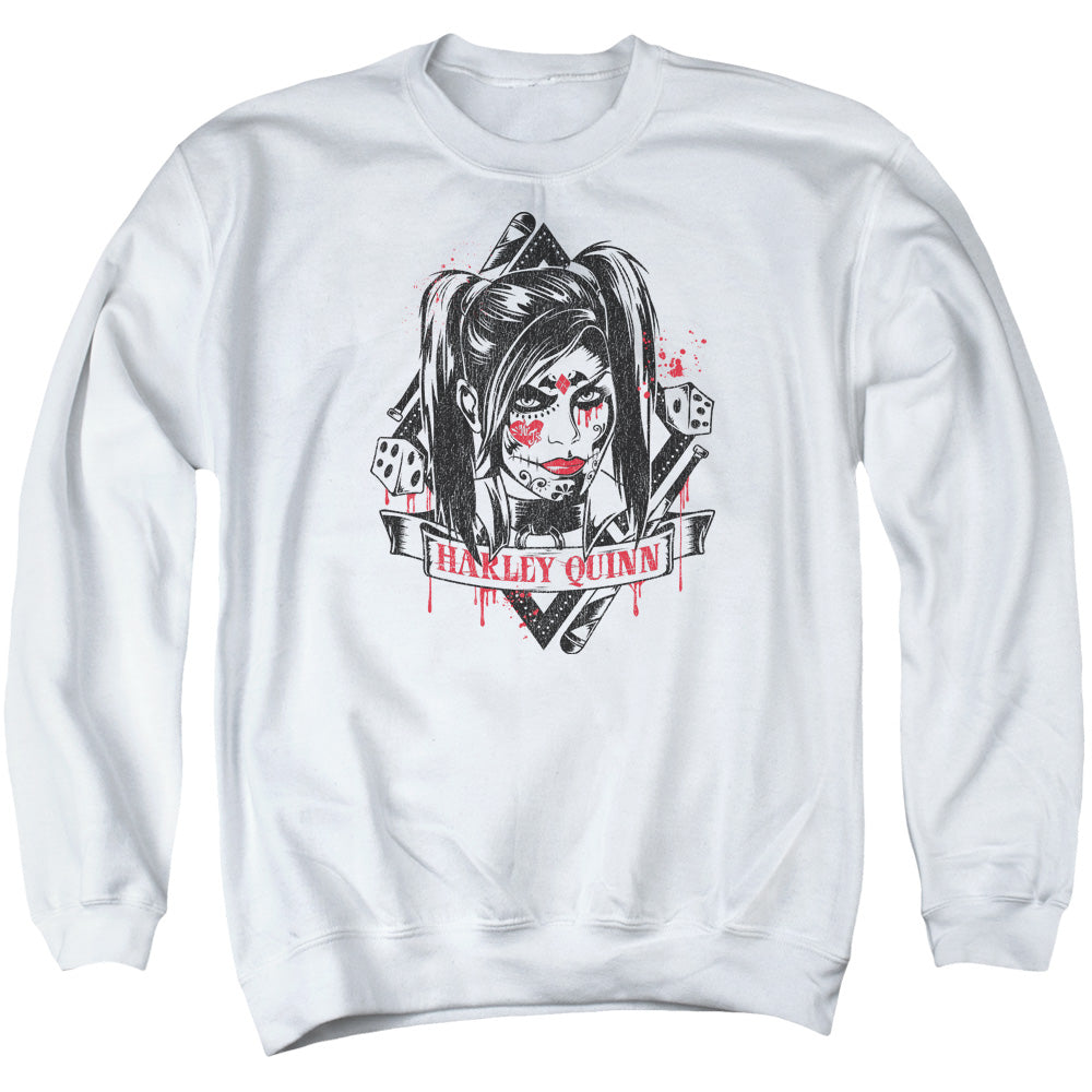 Batman Arkham Knight Sugar Quinn Mens Crewneck Sweatshirt White Officially Licensed