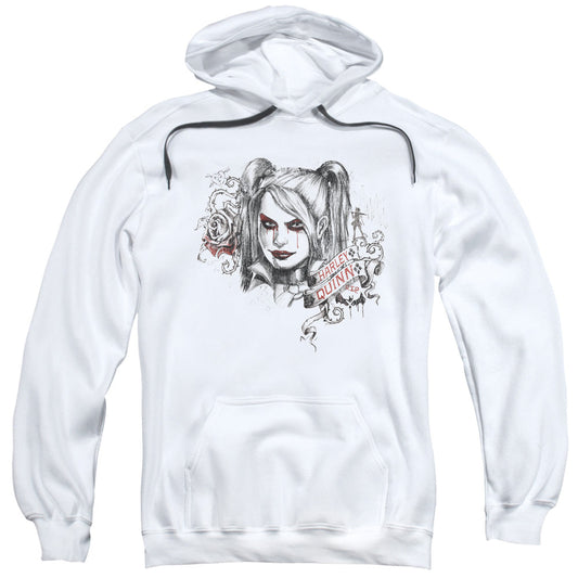 Batman Arkham Knight Sketchy Girl Mens Hoodie White Officially Licensed