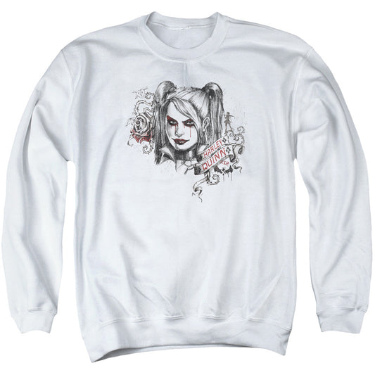 Batman Arkham Knight Sketchy Girl Mens Crewneck Sweatshirt White Officially Licensed