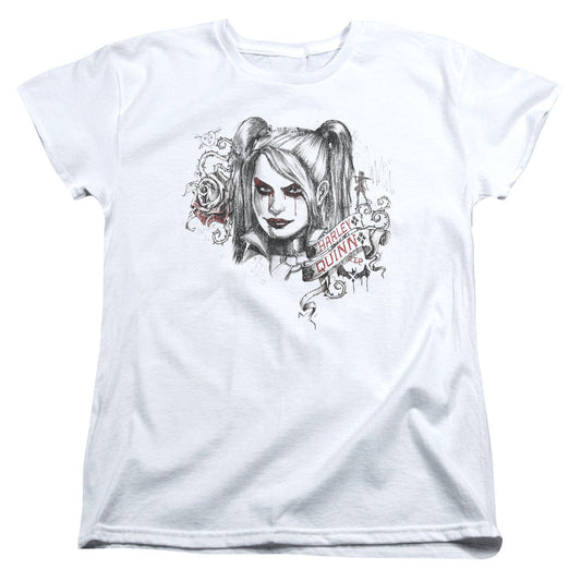 Batman Arkham Knight Sketchy Girl Womens T Shirt White Officially Licensed