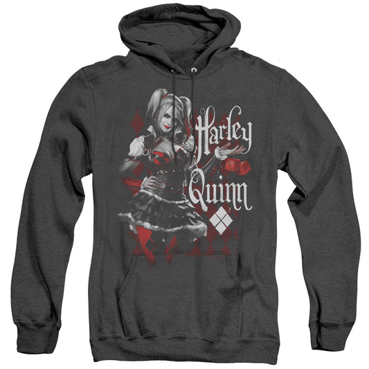 Batman Arkham Knight Dice Heather Mens Hoodie Black Officially Licensed