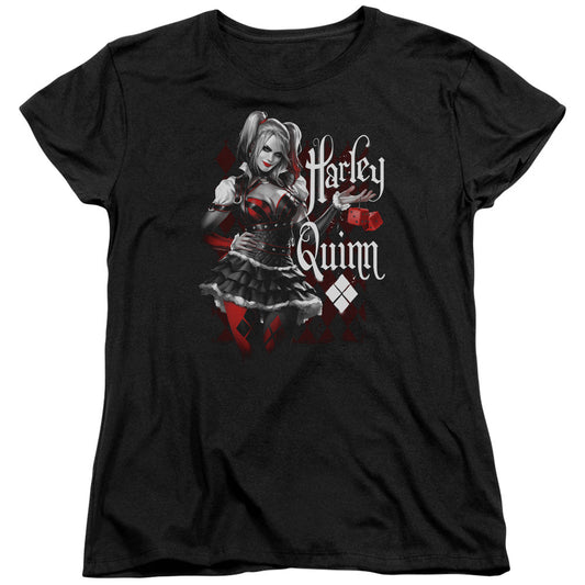 Batman Arkham Knight Dice Womens T Shirt Black Officially Licensed