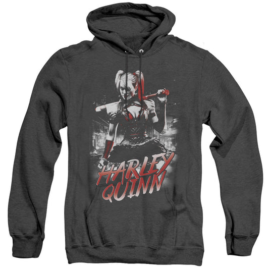 Batman Arkham Knight Quinn City Mens Heather Hoodie Black Officially Licensed