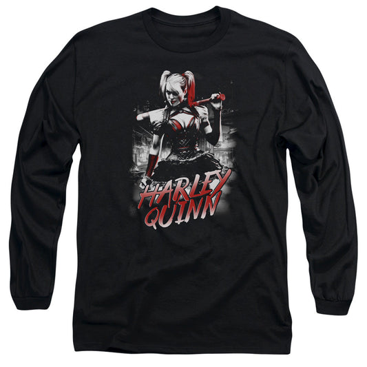 Batman Arkham Knight Quinn City Mens Long Sleeve Shirt Black Officially Licensed