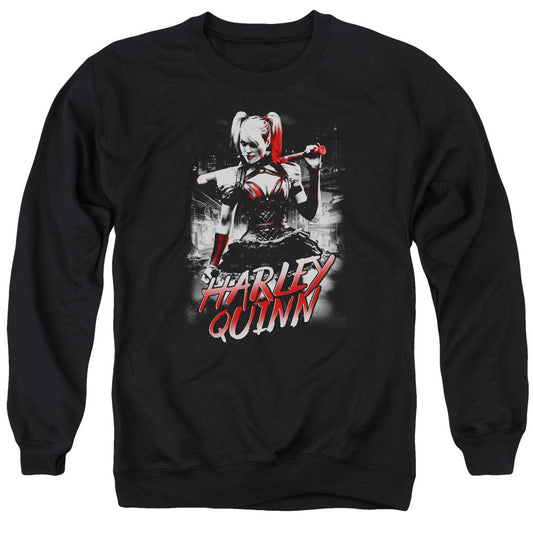 Batman Arkham Knight Quinn City Mens Crewneck Sweatshirt Black Officially Licensed