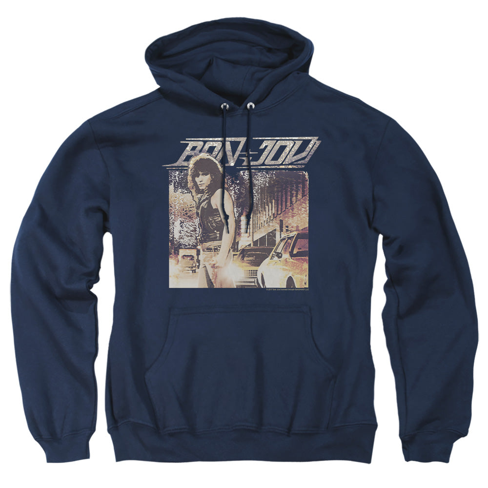 Bon Jovi Runaway Jon Mens Hoodie Navy Officially Licensed