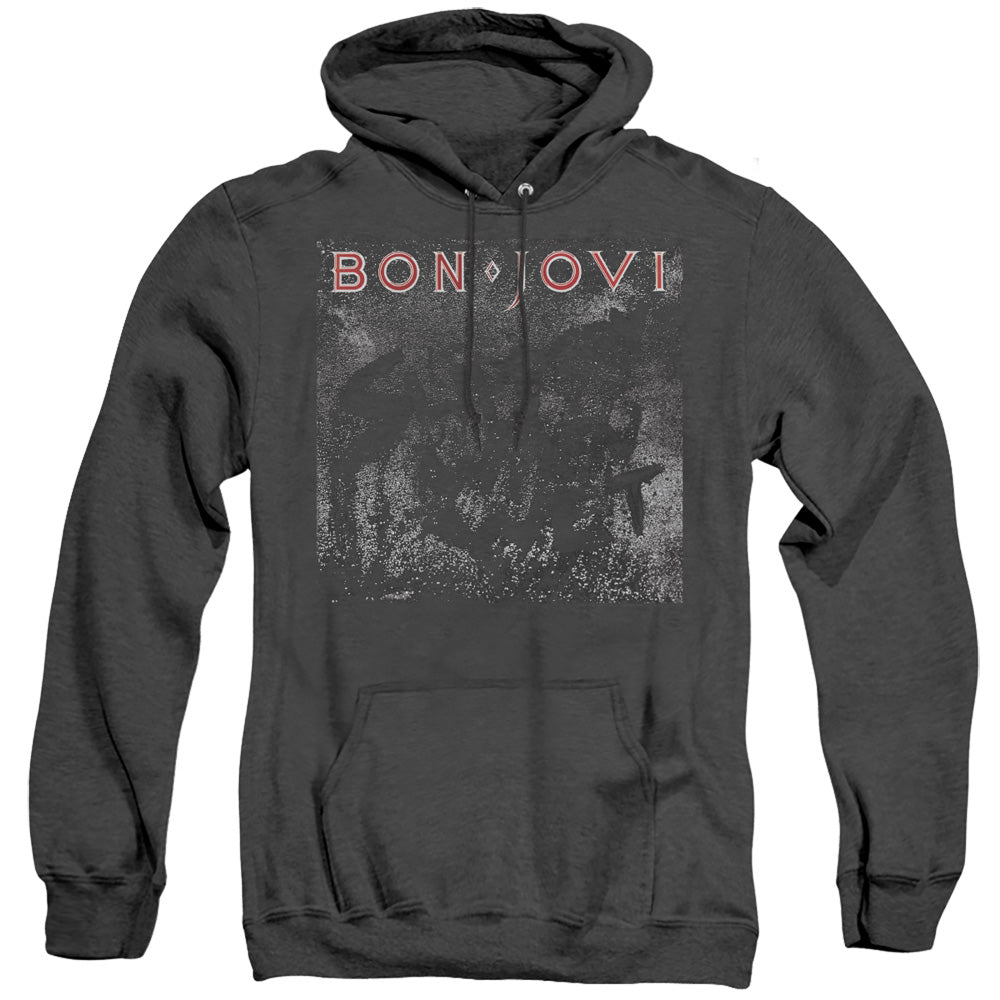 Bon Jovi Slippery Cover Mens Heather Hoodie Black Officially Licensed