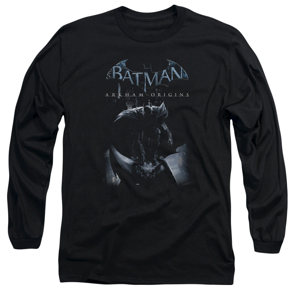 Batman Arkham Origins Perched Cat Mens Long Sleeve Shirt Black Officially Licensed