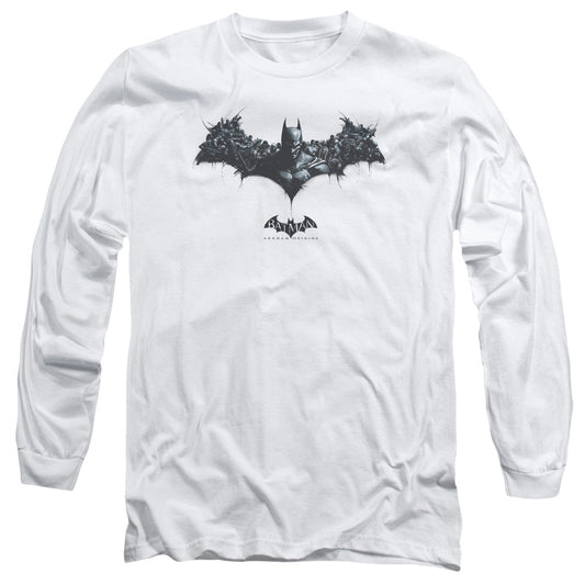 Batman Arkham Origins Bat Of Enemies Mens Long Sleeve Shirt White Officially Licensed