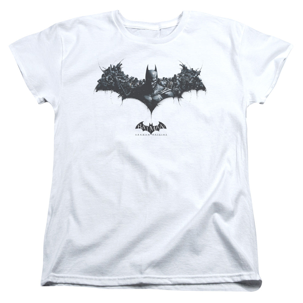 Batman Arkham Origins Bat Of Enemies Womens T Shirt White Officially Licensed