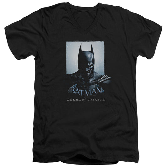 Batman Arkham Origins Two Sides Mens Slim Fit V Neck T Shirt Black Officially Licensed
