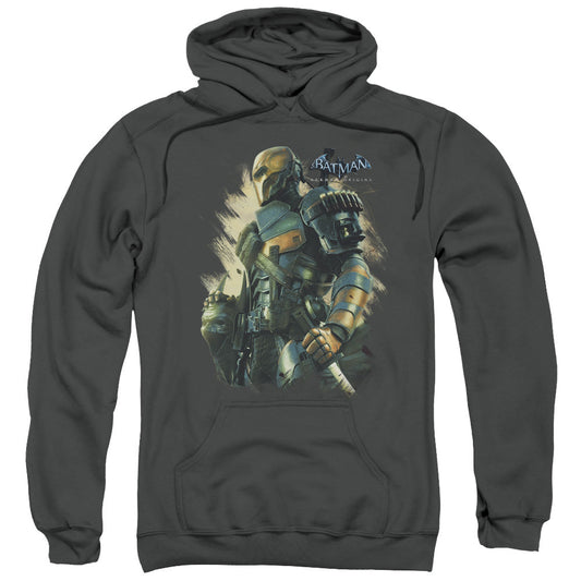 Batman Arkham Origins Deathstroke Mens Hoodie Charcoal Officially Licensed