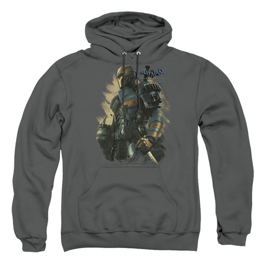 Batman Arkham Origins Deathstroke Mens Hoodie Charcoal Officially Licensed