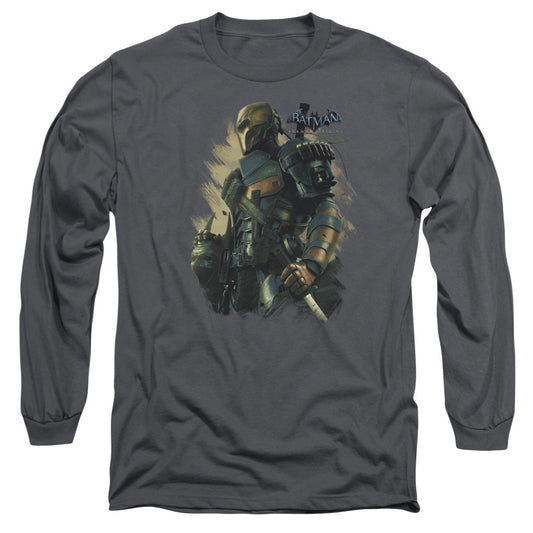 Batman Arkham Origins Deathstroke Mens Long Sleeve Shirt Charcoal Officially Licensed