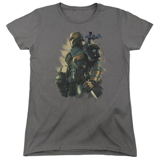 Batman Arkham Origins Deathstroke Womens T Shirt Charcoal Officially Licensed