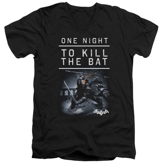 Batman Arkham Origins One Night Mens Slim Fit V Neck T Shirt Black Officially Licensed
