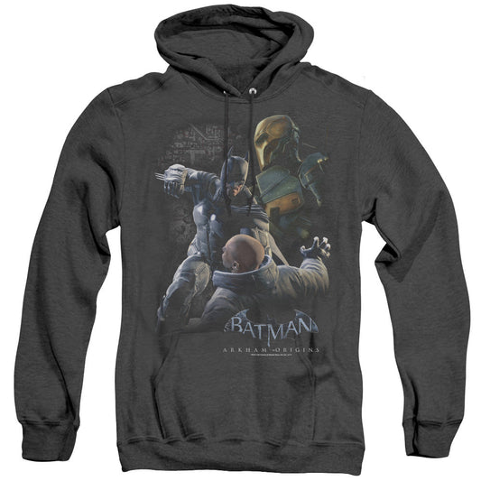 Batman Arkham Origins Punch Mens Heather Hoodie Black Officially Licensed
