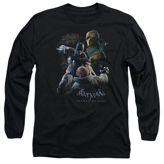 Batman Arkham Origins Punch Mens Long Sleeve Shirt Black Officially Licensed