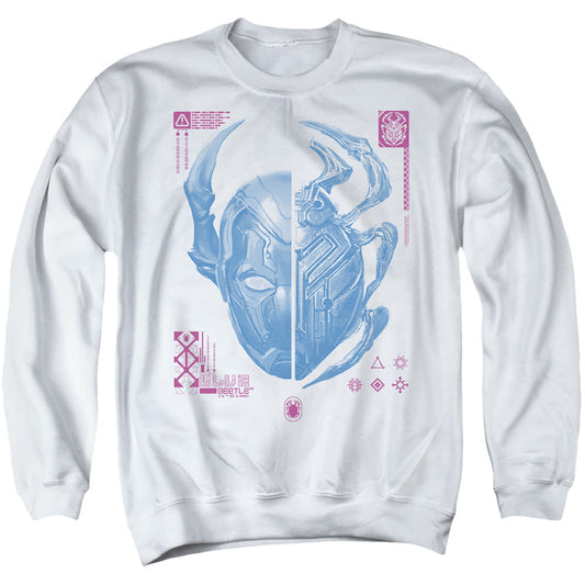 Blue Beetle (2023) Split Beetle Mens Crewneck Sweatshirt White Officially Licensed