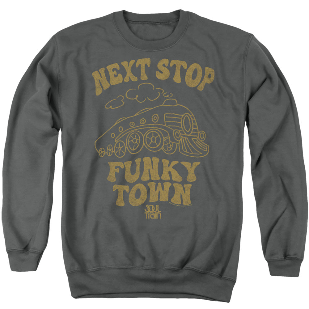 Bet Soul Train Next Stop Mens Crewneck Sweatshirt Charcoal Officially Licensed