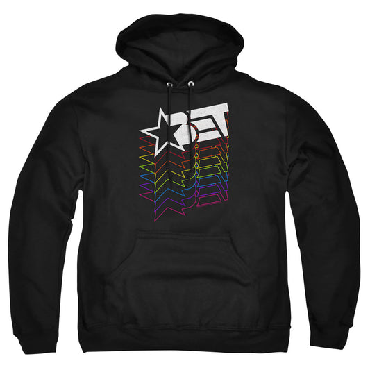 Bet Logo Cascading Rainbow Mens Hoodie Black Officially Licensed