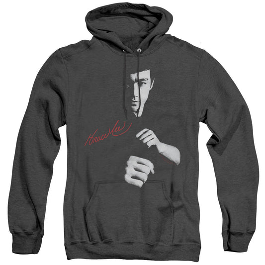 Bruce Lee The Dragon Awaits Heather Mens Hoodie Black Officially Licensed
