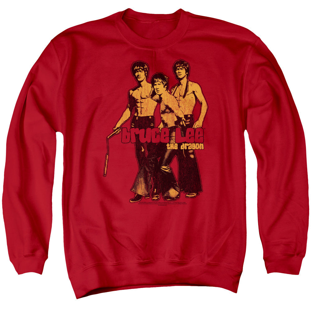 Bruce Lee Nunchucks Mens Crewneck Sweatshirt Red Officially Licensed