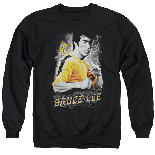 Bruce Lee Yellow Dragon Mens Crewneck Sweatshirt Black Officially Licensed