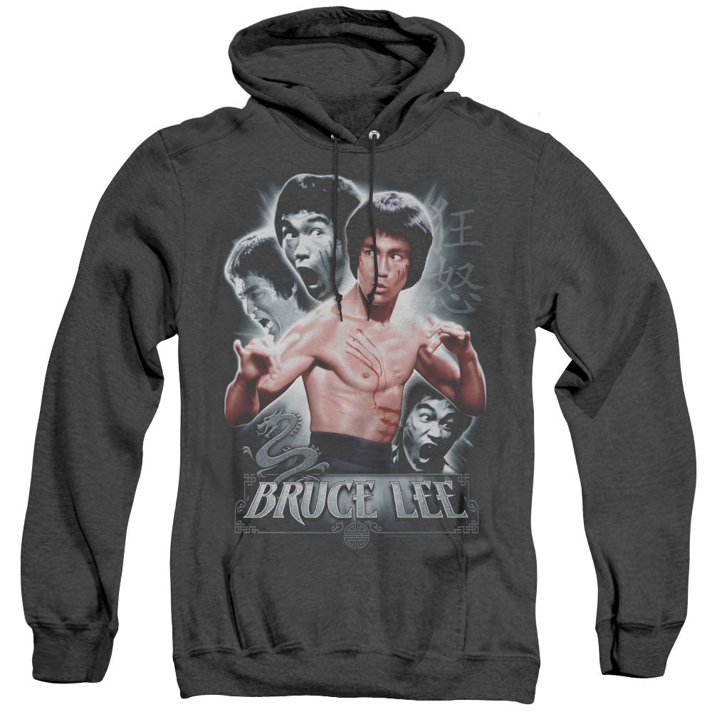 Bruce Lee Inner Fury Heather Mens Hoodie Black Officially Licensed
