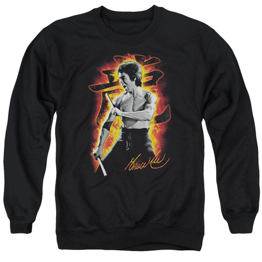 Bruce Lee Dragon Fire Mens Crewneck Sweatshirt Black Officially Licensed