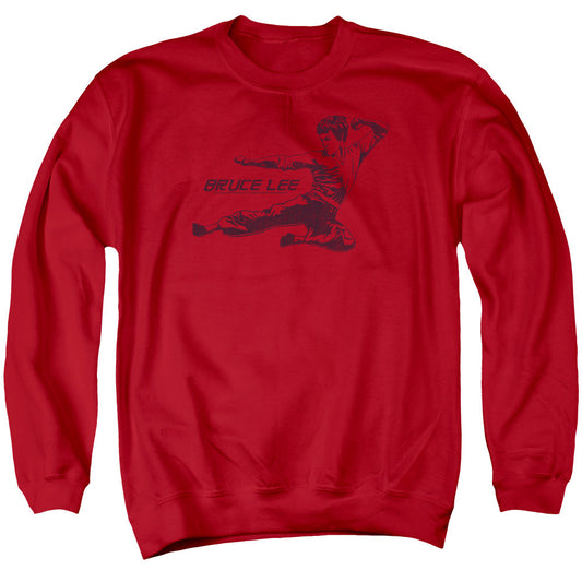Bruce Lee Line Kick Mens Crewneck Sweatshirt Red Officially Licensed