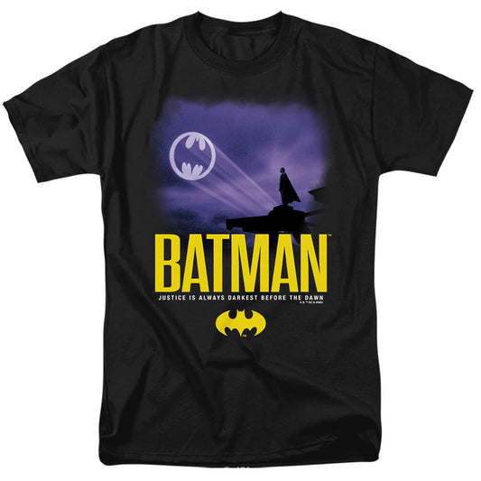 Batman (1989) Bat Signal In The Sky Mens T Shirt Black Officially Licensed