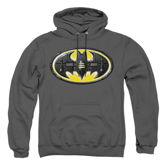 Batman Bat Mech Logo Mens Hoodie Charcoal Officially Licensed