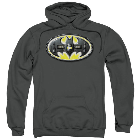 Batman Bat Mech Logo Mens Hoodie Charcoal Officially Licensed
