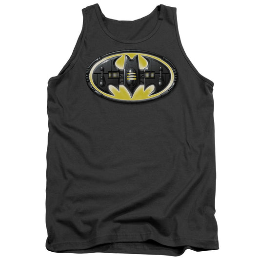 Batman Bat Mech Logo Mens Tank Top Shirt Charcoal Officially Licensed
