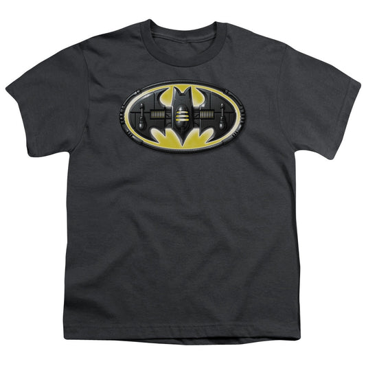 Batman Bat Mech Logo Kids Youth T Shirt Charcoal Officially Licensed