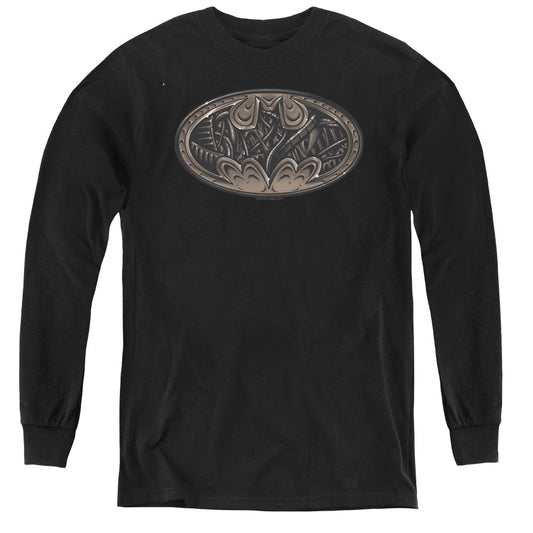 Batman Bio Mech Bat Shield Long Sleeve Kids Youth T Shirt Black Officially Licensed